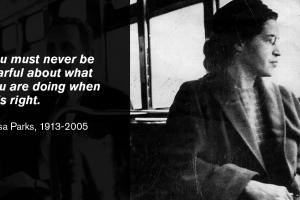 A photo of Rosa Parks with a quote. 