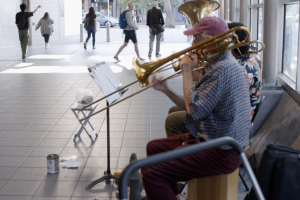 A group of buskers play at Capitol Hill Station