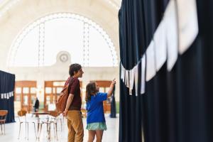 The Sound Transit art walk gallery and safety poster contest in the Joni Earl Great Hall in Union Station on May 7, 2026.