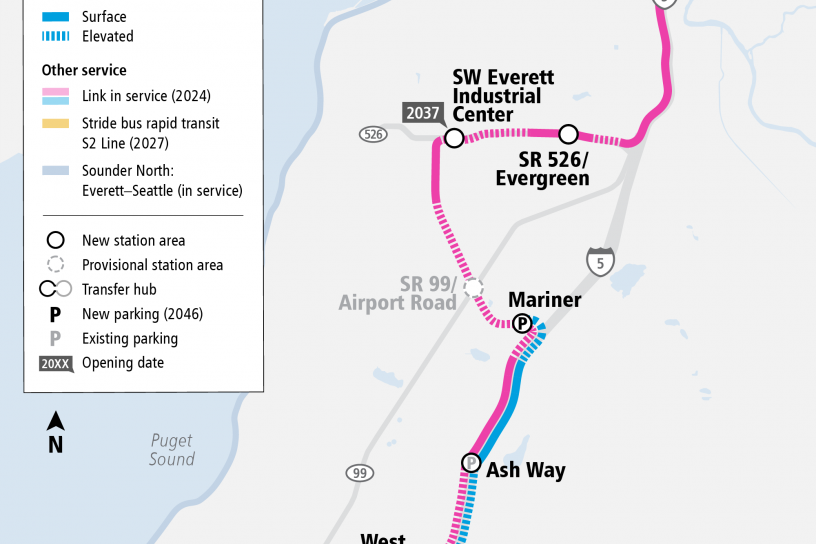 Project map for Everett Link Extension 