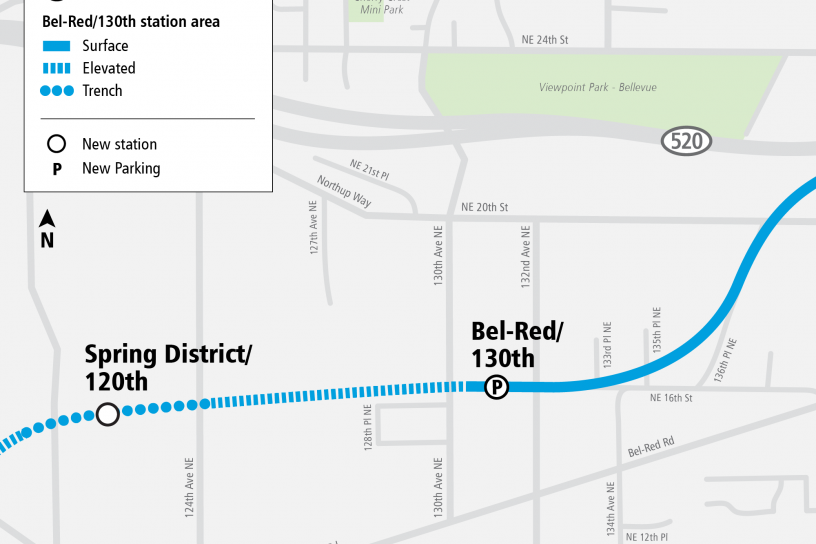 Project map and surrounding area for Bel-Red/130th Station