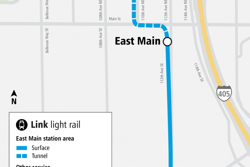 Project map and surrounding area for East Main Station