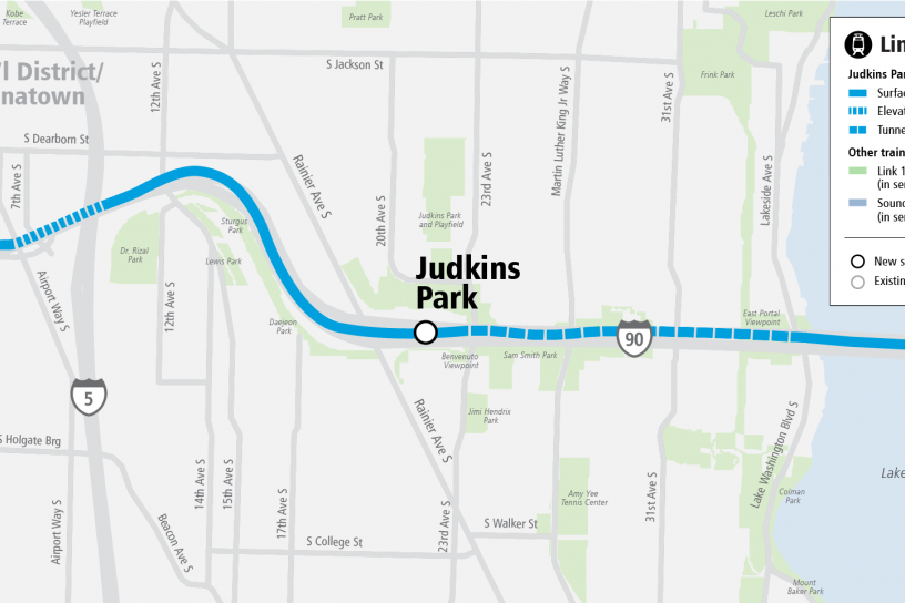 Project map and surrounding area for Judkins Park Station