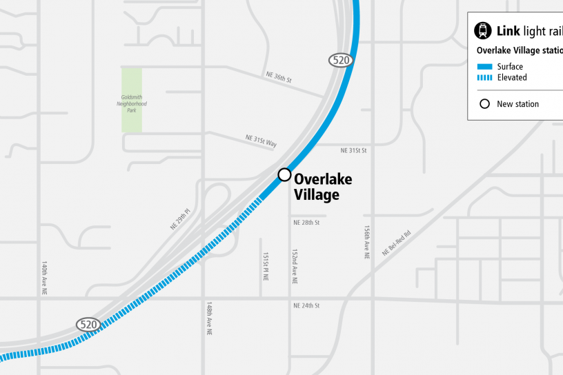 Project map and surrounding area for Overlake Village Station