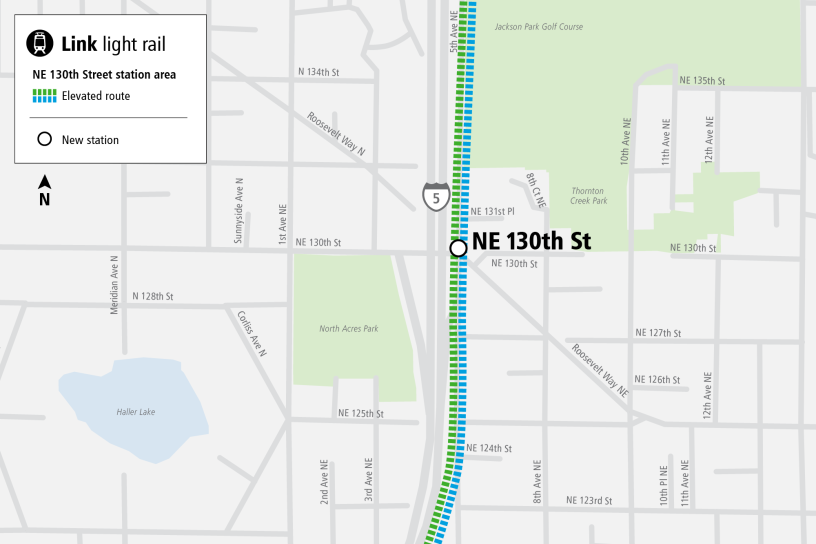 web map for NE 130th Street Infill Station project