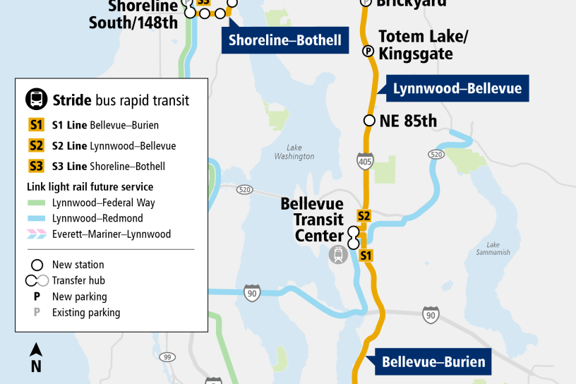 System Expansion project map showing the entire project area for Stride Bus Rapid Transit program