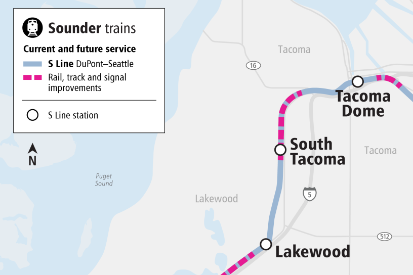 Map of Sounder Expansion Rail Track Improvement