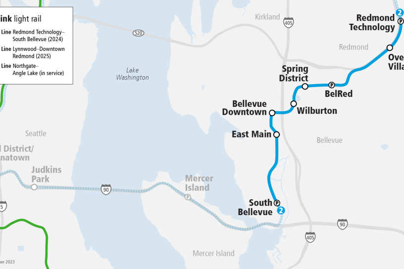Project map and surrounding area for East Link Extension