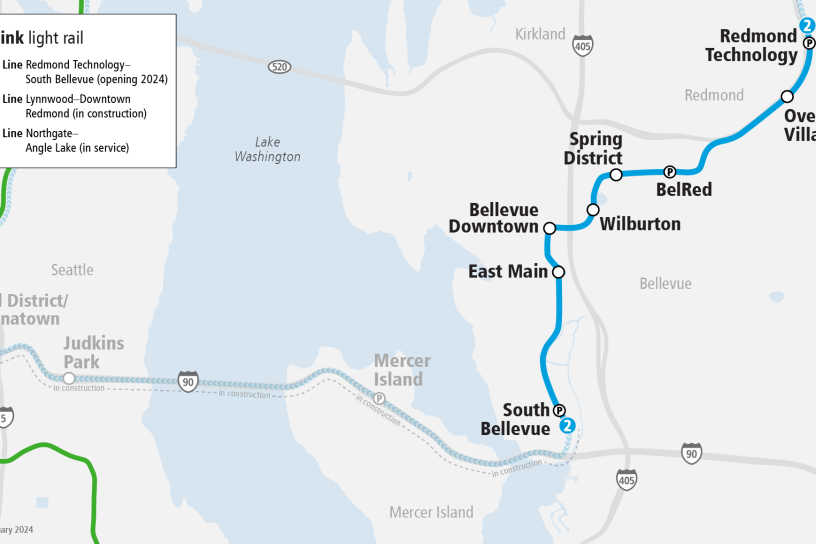 Project map and surrounding area for East Link Extension