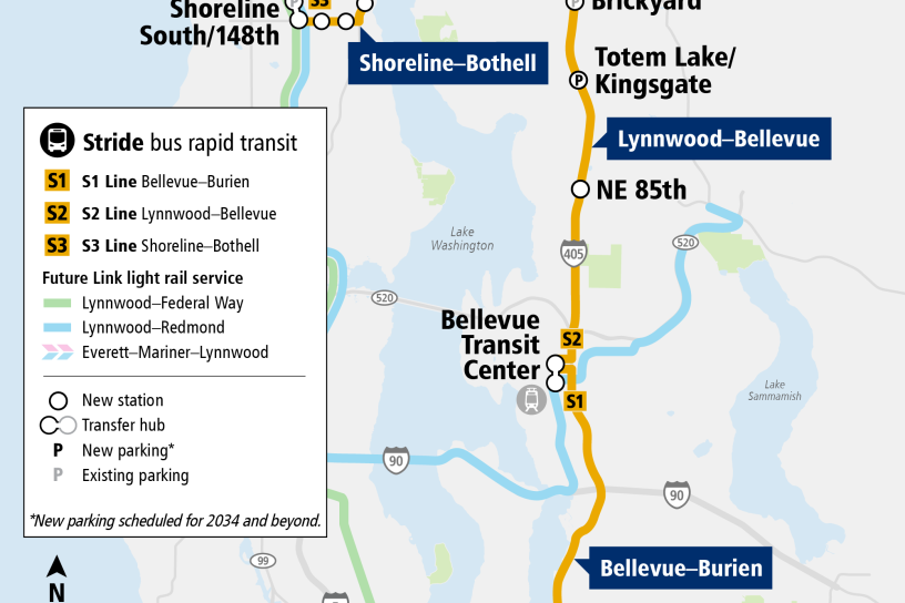 Project map for Stride BRT program