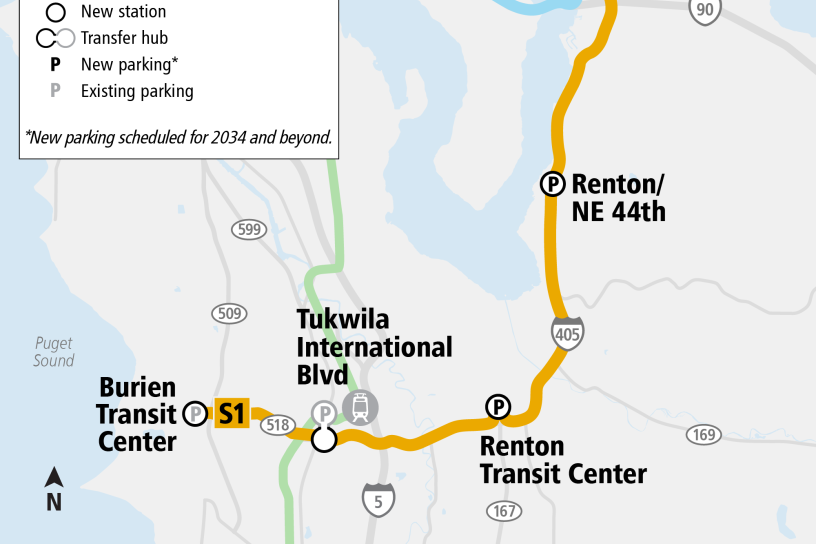 Map depicting S1 line stations