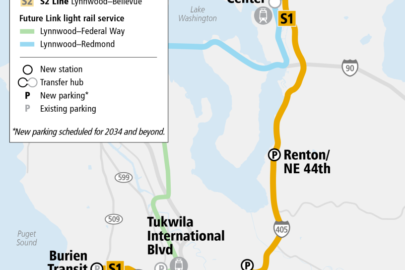 Map depicting S1 line stations