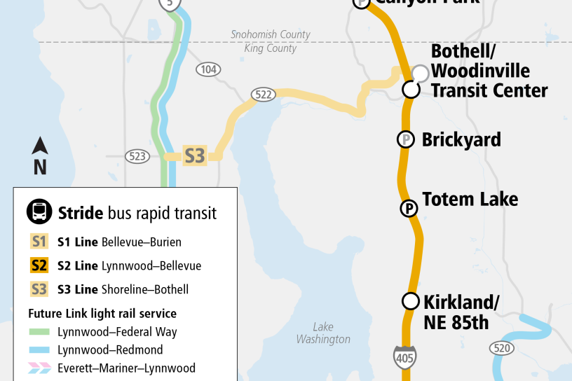 Map depicting S2 line stations