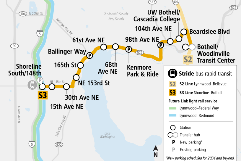 Map depicting s3 line stations