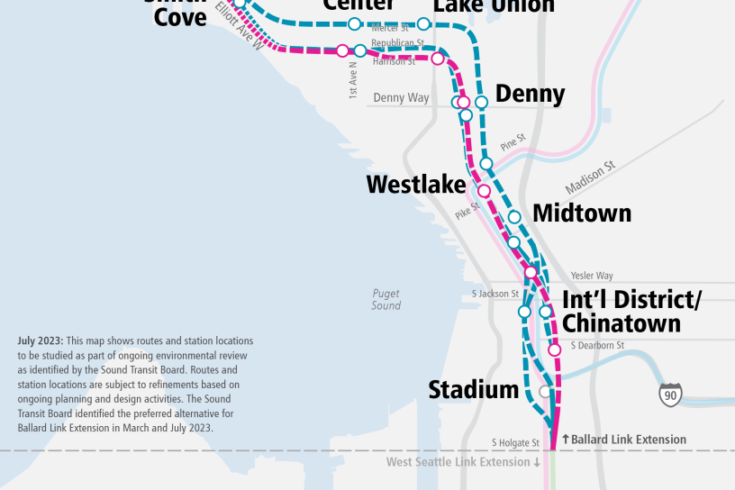 Map depicting Ballard Link Extension