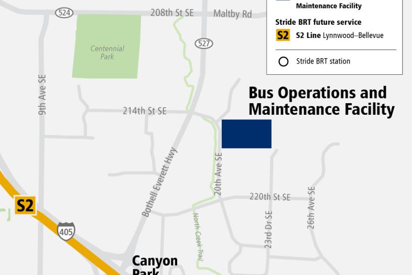 Map depicting Bus Operations and Maintenance Facility