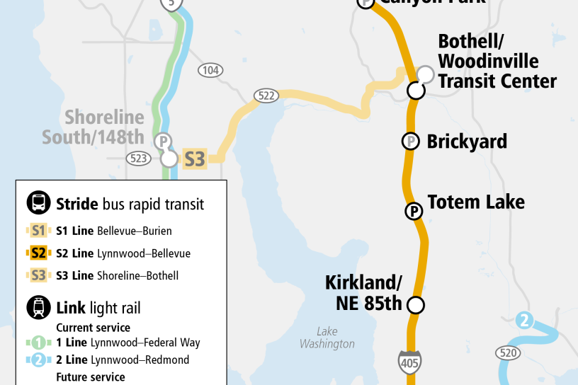 Map depicting S2 line stations