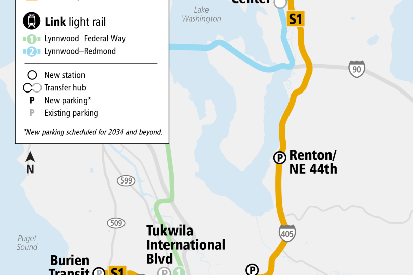 Map depicting S1 line stations