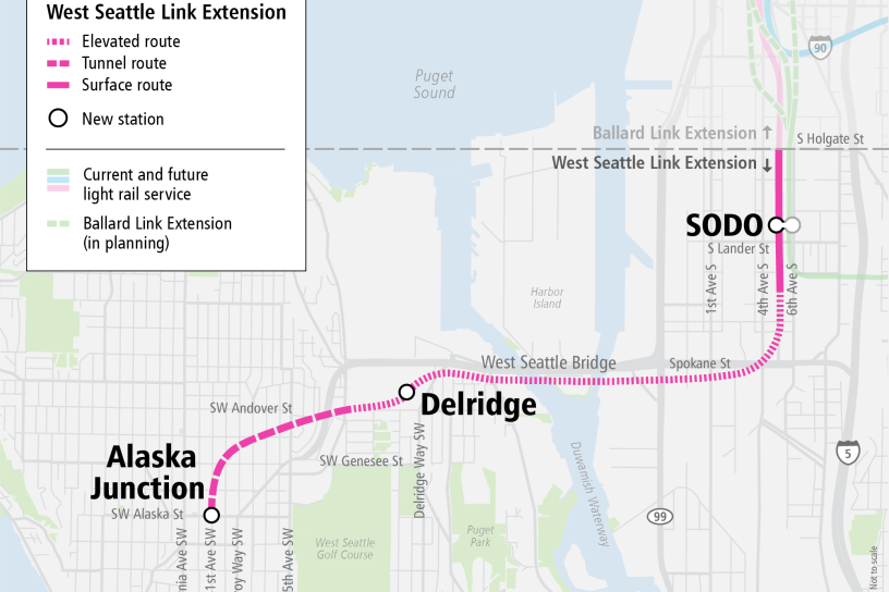 Map of the West Seattle Link Extension