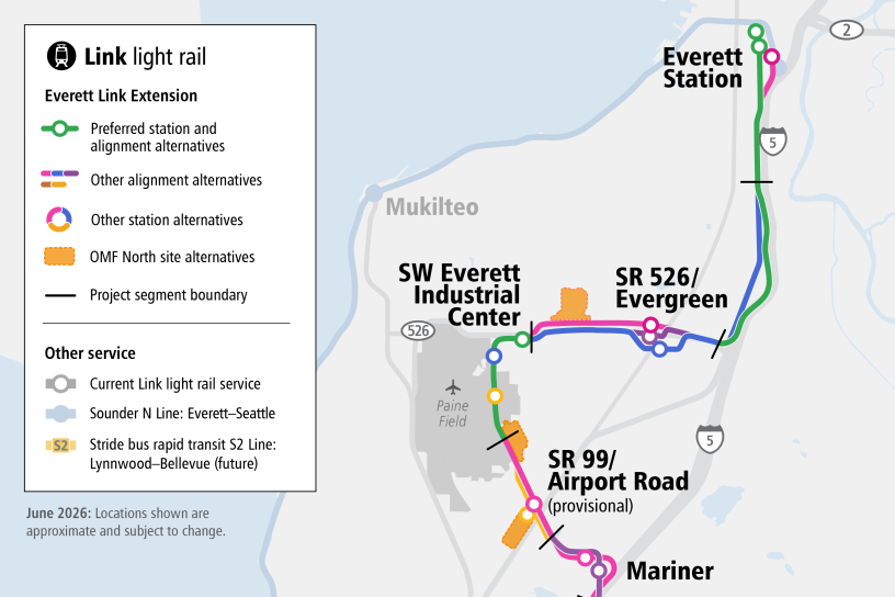 Project map for Everett Link Extension