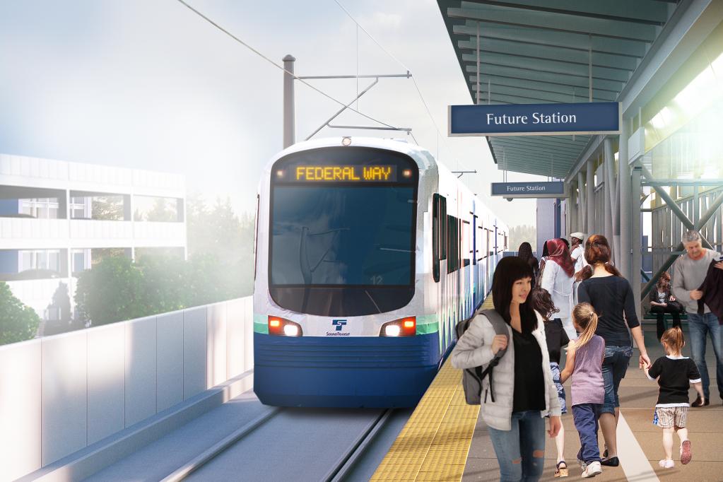 Rendering of a new station on the Federal Way Link Extension