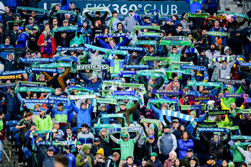Seattle Sounders fans cheer on the club